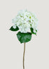 White artificial hydrangea stem with realistic petals