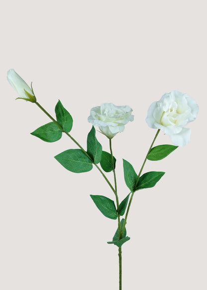 White artificial lisianthus stem with lifelike blooms and buds