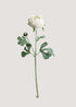 White artificial ranunculus stem faux flower real touch for home decor