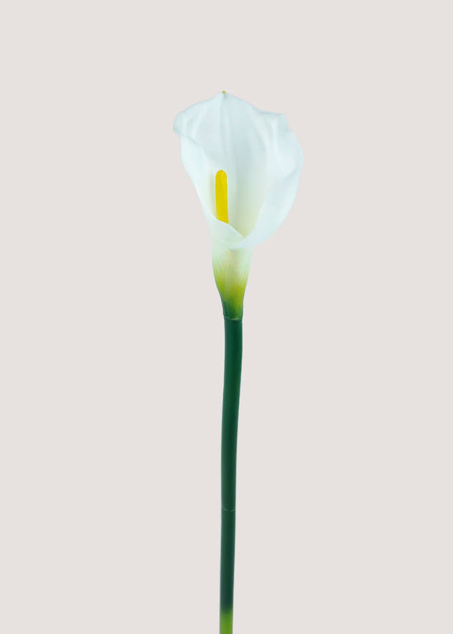 White Calla Lily artificial flower stem with realistic petals main view