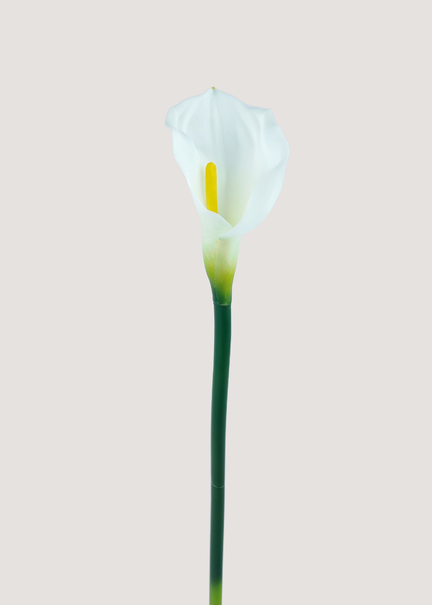 White Calla Lily artificial flower stem with realistic petals main view